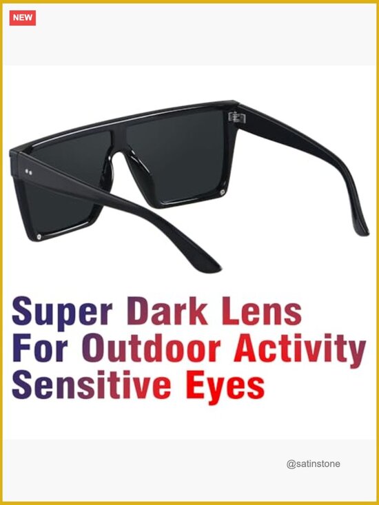 Square Oversized Flat Top Shield Sunglasses UV Protection Rimless